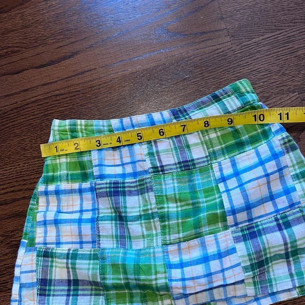 ⭐Y2K Vintage Toddler Girls Plaid Patchwork Mini Skirt Green Blue Size 4